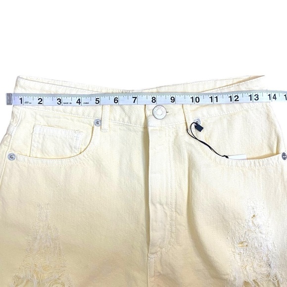 ZARA High Waist Yellow Denim Cut Off Shorts - Picture 14 of 16